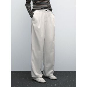 Massimo Dutti Women Pants EU 34 US 2 Cream Wide Leg High Rise 5012/812 NWT